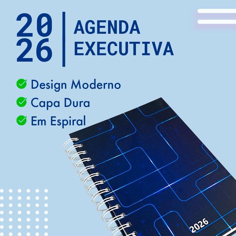 Agenda 2026 Espiral Anual Diária Pulse Azul Executiva 168Fls - KAZ